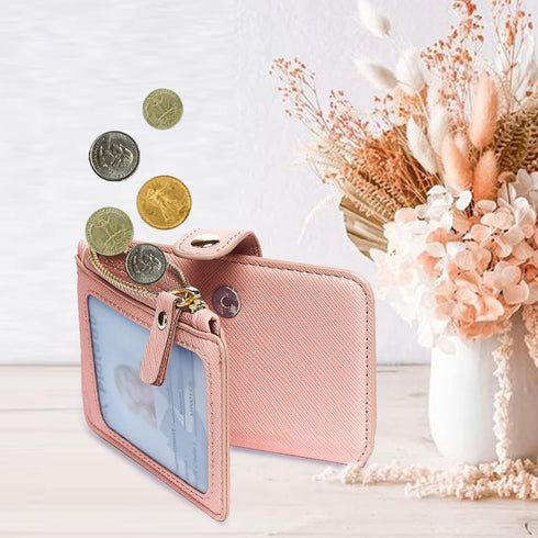 M-Plateau Stick-On Phone Wallet, PU Leather Card Holder with Zipper Coin Pocket for iPhone and Case
