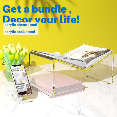 Crpich Acrylic Cell Phone Stand, Portable Clear Desk Stand for Phone 15 14 13 Pro Max Mini 12 11 Plus SE, Tablet