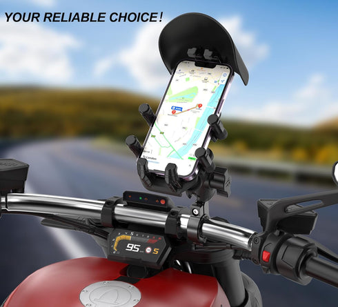 iMESTOU Anti-Vibration Motorcycle Phone Mount, Shock Damping Cellphone Holder with 720° Rotatable 1" Ball Base