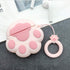 Cat Paw AirPods Case 1/2 - Compatible Protective Silicone Skin for Women - Funny Kawaii 3D Cover with Ring (Pink)