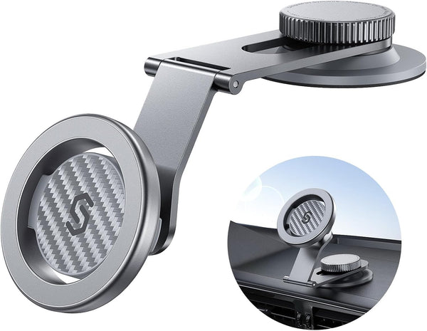 SYNCWIRE MagSafe Car Mount for Universal Dashboard & Tesla Screen, Kevlar Silver Magnetic Phone Holder for iPhone 16