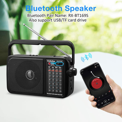 Gelielim Radio Portable AM FM with Bluetooth - Loud Speaker, Plug in Wall or Battery Powered, Great Gifts for Seniors