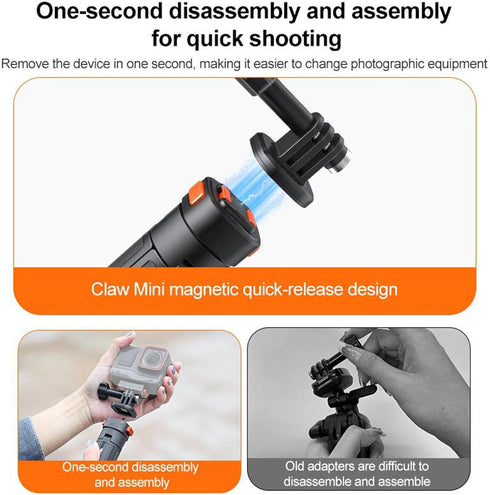 Yunseity 7.5in-20.8in Selfie Stick Tripod for Action Cameras, Extendable Tripod Stand with Magnetic Suction Quick