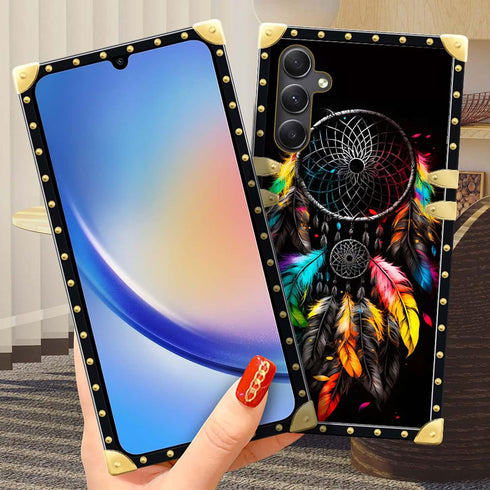 DAIZAG Samsung Galaxy A14 5G Case, Golden Square, Classic Feather Dream Catcher, Soft TPU Shockproof Protective Decor
