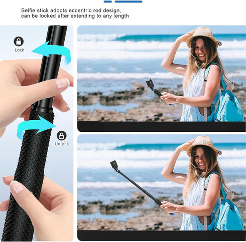 Yunseity 4 360 Extendable Action Camera Selfie Stick, Section Camera Extendable Selfie Pole with Soft Rubber Grip