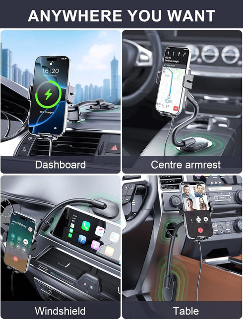 MOKPR 17 16 15 14 13 12, S24 S23 S22, Wireless Car Charger, Adjustable Gooseneck Car Mount Auto-Clamping Car Charger