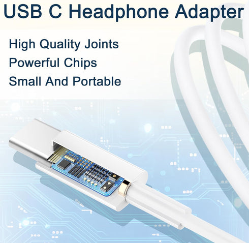 USB C to 3.5mm Female Headphone Jack Adapter 2 Pack, Type C to Aux Audio Dongle Cable for iPhone 15 Series