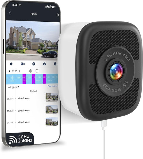 Hieasy 4MP 2.5K Window Camera, No Monthly Subscription, Full Color Night Vision, AI