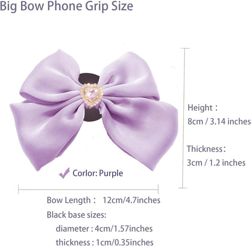 Miitoomo Cute Bow Phone Grip Stands Bling Love Diamond Charm Phonegrip Holder Universal Rotatable (Purple)