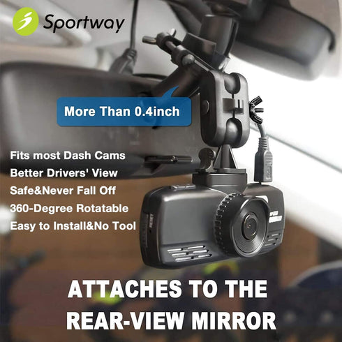 S70 Dash Cam Mount, Mirror Dash Camera Mount Holder with 6pcs Joints for Rove APEMAN CHORTAU Roav Nexar iiwey YI Z-Edge Old Shark KDLINKS Crosstour Falcon Zero... Most Car Dash Cameras