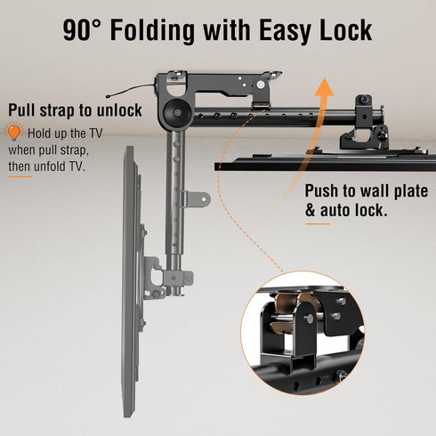 ELIVED Flip Down Ceiling TV Mount for Most 14-40 Inch TVs, Height Adjustable Full Motion Bracket 360° Swivel, Max VESA