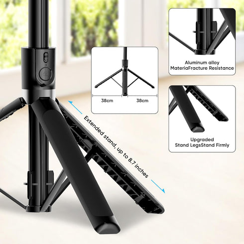 Rupital 71 180cm 360 16 15 14 13 12 Tall Selfie Stick Tripod with Remote, Extendable Phone Tripod Stand with Rotation