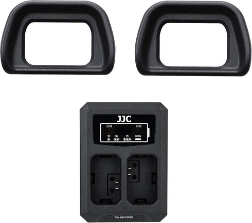 JJC 2-Pack FDA-EP10 Eyecup Eyepiece Viewfinder & Battery Charger for Sony A6000 A6100