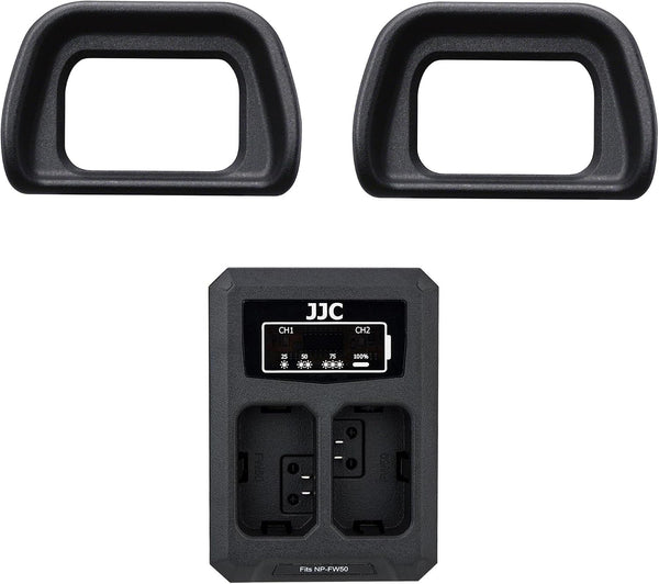 JJC 2-Pack FDA-EP10 Eyecup Eyepiece Viewfinder & Battery Charger for Sony A6000 A6100