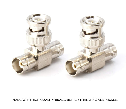 THE CIMPLE CO BNC T Adapter - T-Shaped Coax Splitter, 1 Male to 2 Female Ports - 4 Pack