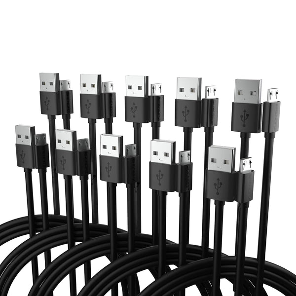 Micro USB Cable 10-Pack, Fast Charging Data Transfer Android USB Cord, Compatible with Kindle Fire HD, Galaxy S6, Note 5