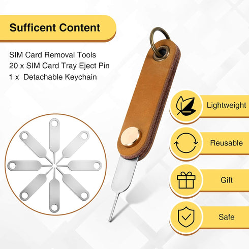 Weewooday 20 Pcs Universal Sim Card Removal Tool, Eject Pin with 1 Detachable Keychain Charm for Smart Phones and