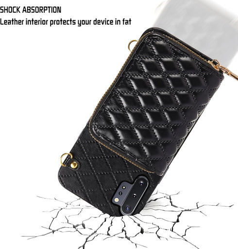 Furiet Detachable Crossbody Wallet Case for Samsung Galaxy Note 10 Plus, Multi Card Slots, Leather Cover - Black