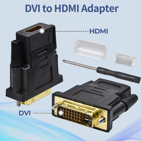DVI to HDMI, Bidirectional DVI (DVI-D) to HDMI, Male to Female Adapter, 2-Pack,(24+1) Male Adapter with Gold-Plated for Computer, Monitor, Projector, TV, PS3/4/5 Nintendo Switch and More