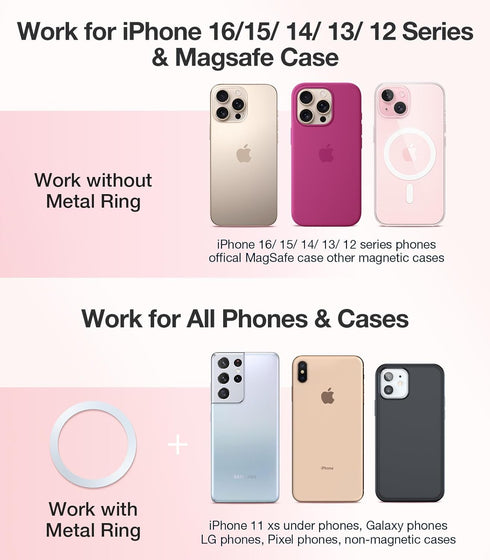 VICSEED for MagSafe Car Mount, Upgraded Strongest Magnet Power Magnetic Phone Holder for Car Vent 360 Adjustable (Pink)