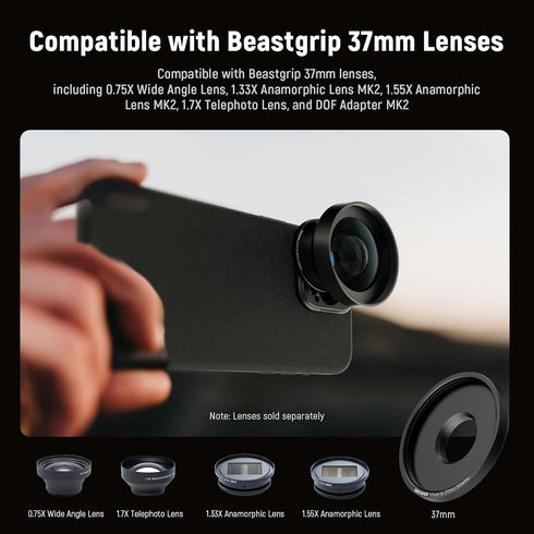 NEEWER 17mm to 37mm Lens Filter Adapter Ring for Beastgrip 37mm Lenses, Compatible with 15 Pro Max S24 Ultra