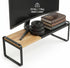 Solcasaco Expandable Desk Shelf Organizer, Sturdy Bamboo Desktop Riser for Monitor, Laptop & Office Storage, Modern