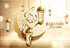 Baocicco 5x3ft Polyester Background for Eid Mubarak Photography - Golden Crescent Moon, Stars, Islamic Lanterns Decor