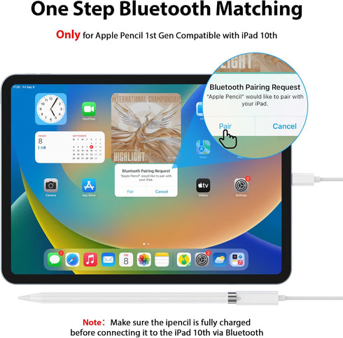Pencil Charger Adapter for Apple Pencil 1st Generation, USB C to Pencil Adapter for iPad 10, USB-C to Lightning