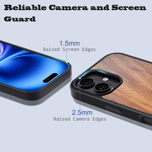 JuBeCo 16, 6.1 inches, Wooden Phone Case is Suitable for iPhone Unique Natural Wood Grain and Color, Magnetic Wireless