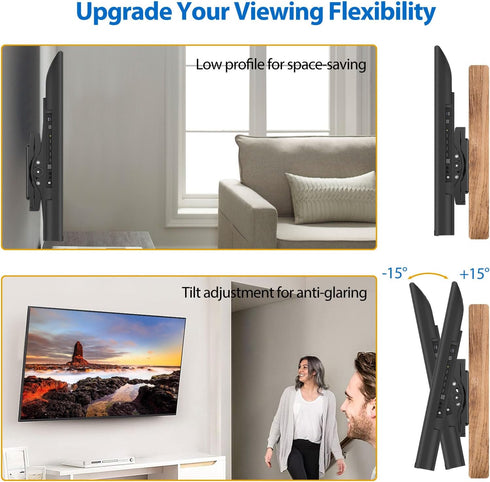 Tilt TV Wall Mount for Most 32-68 Inch TVs, Universal Low Profile VESA Mount with Loading Capacity 132lbs