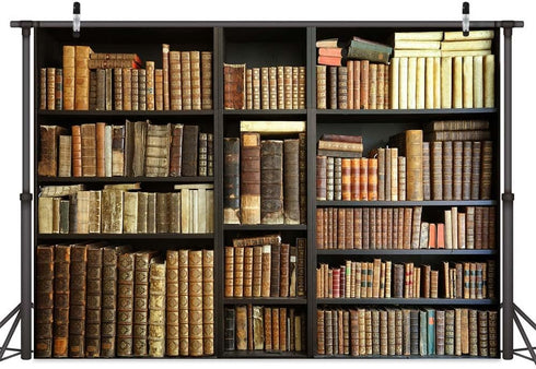 Etsyoki 7X5FT Brown Bookshelf Backdrop Library Modern Retro Bookcase Photography Backdrops Home Office Zoom Meeting
