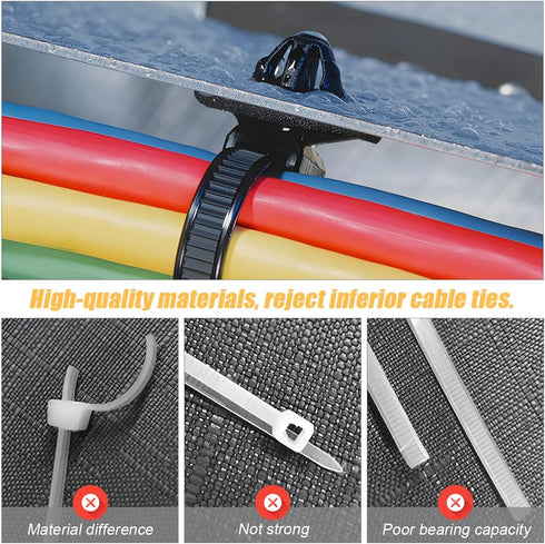 120PCS Nylon Self Locking Cable Zip Tie, Car Push Mount Fastener Clips Wraps for Indoor Outdoor, Compatible