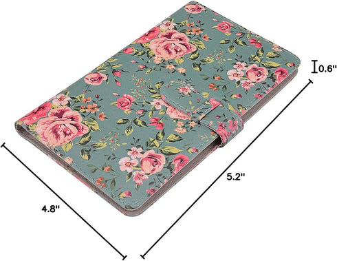 Flower Wallet PU Leather Photo Album, Compatible with Fujifilm Instax Mini Instant Camera Film, Retro Floral