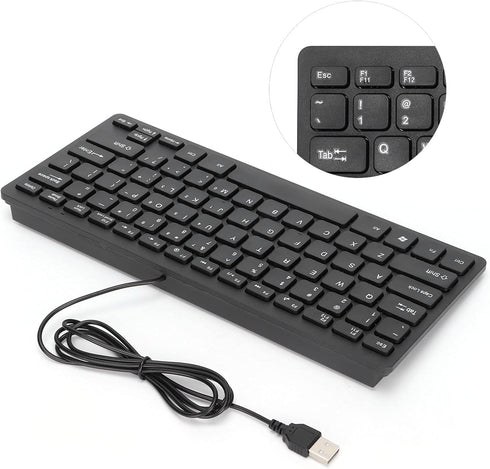 USB Wired Keyboard,78 Keys Mini Desktop Keyboard,Portable Ultra Thin Computer Keyboard,Low Noise Waterproof Mechanical Keyboard,Comfortable to Touch,for Computer Desktop PC Laptop(Black)