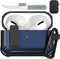 Valkit Airpods Pro Case with Lock Clip, Carbon Fiber Texture Cover with Keychain for Men Women, Black/Blue