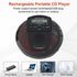Rechargeable CD Player Portable with Bluetooth - Compact Anti-Skip Walkman CD Player with Earphone and LCD Display