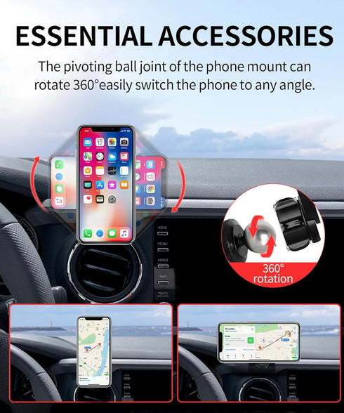 MaserWeller 2015-2024 360 Car Phone Holder for Toyota Tacoma Accessories, Rotation Phone Mount Compatible with MagSafe