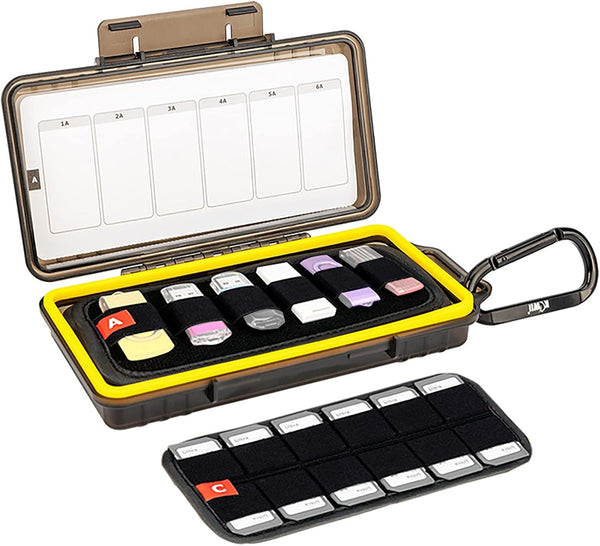 (12 USB+24 SD) USB Flash Drive Case with Labels, Shockproof Water-Resistant Organizer for Thumb Drive and SD Cards