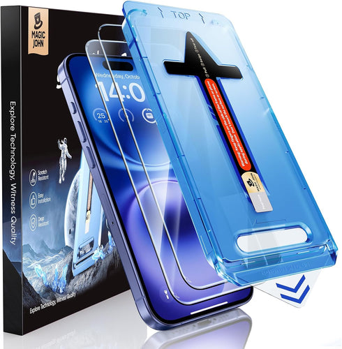 MAGIC JOHN 2 Pack for iPhone 16 6.1 inch Tempered Glass Screen