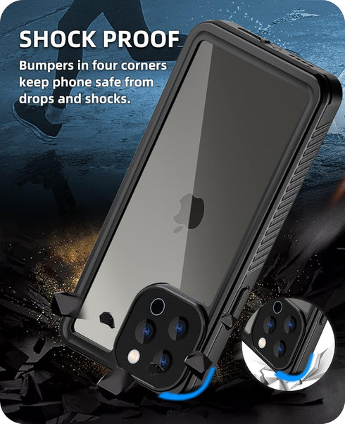 WIFORT Waterproof Case for iPhone 12 Pro - Built-in Screen Protector, Water Resistant Cover, Protective Drop Protection