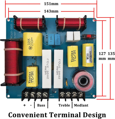 HiQltyla 3 WEAH-3505B 300W 4 8 Way Speaker Crossover, Adjustable Passive Crossover for Car Home Audio to Ohm Bass
