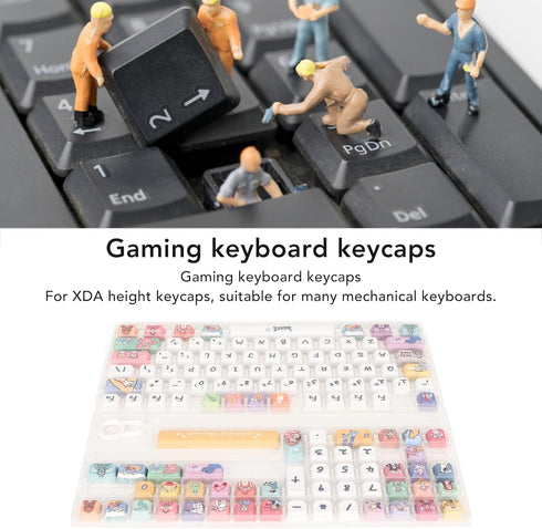 PBT 123 Keycaps, Cartoon Cute Keys, Universal Compatibility, XDA Like Height for 61 87 96 98 104 108 Mechanical