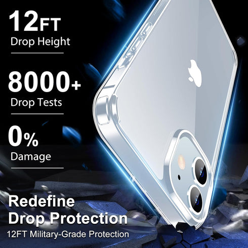 jaroco iPhone 12 Case 6.1-Inch, Anti-Scratch Clear Non-Yellowing Shockproof Phone Bumper Cover