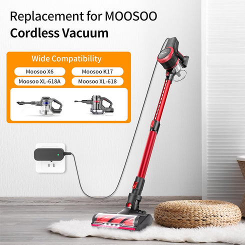 26V Power Cord Compatible with Moosoo M X6 XL618 XL618A K17 for GeeMo G201 Ultra-Light Cordless Stick Vacuum Cleaner Charger Adapter