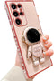 BANAILOA Cute Luxury Plating 3D Astronaut Case for Samsung Galaxy S24 Ultra, Soft TPU Protective with Stand - Astronaut