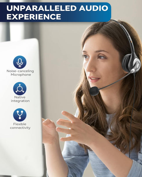 Headsets Headset (UC600) Wantek Corded USB Mono with Noise Cancelling Mic and in-line Controls, UC Business for Skype