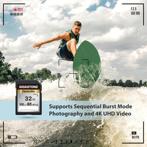 Gigastone 5-Years 32GB 2-Pack, A1 V10 2 Data Recovery SD Card Camera Pro, SDHC Memory Card Compatible with SPYPOINT