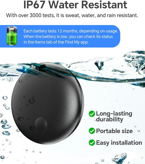 ZLYM IP67 Backpacks, Black-4) Air Tracker Tag Waterproof Bluetooth Tracker, Keychain Finder, Item Locator for Bags