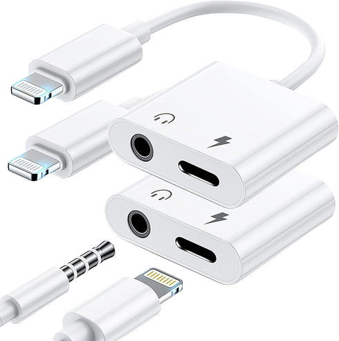 Apple MFi Certified 2 Pack Lightning to 3.5mm Headphone Jack Adapter, Aux Audio & Charger Dongle for iPhone 14-7.