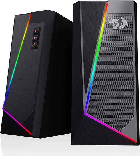Redragon GS520 RGB Desktop Speakers, 2.0 Channel PC Stereo Speaker, 6 Colorful LED Modes, USB Powered, 3.5mm Cable